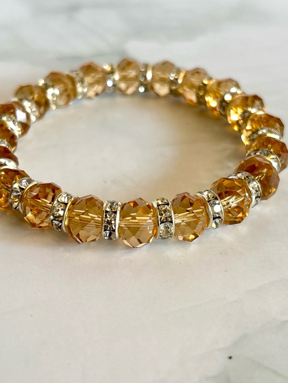 Gold Crystal Stretch Bracelet with Rhinestone Spacers